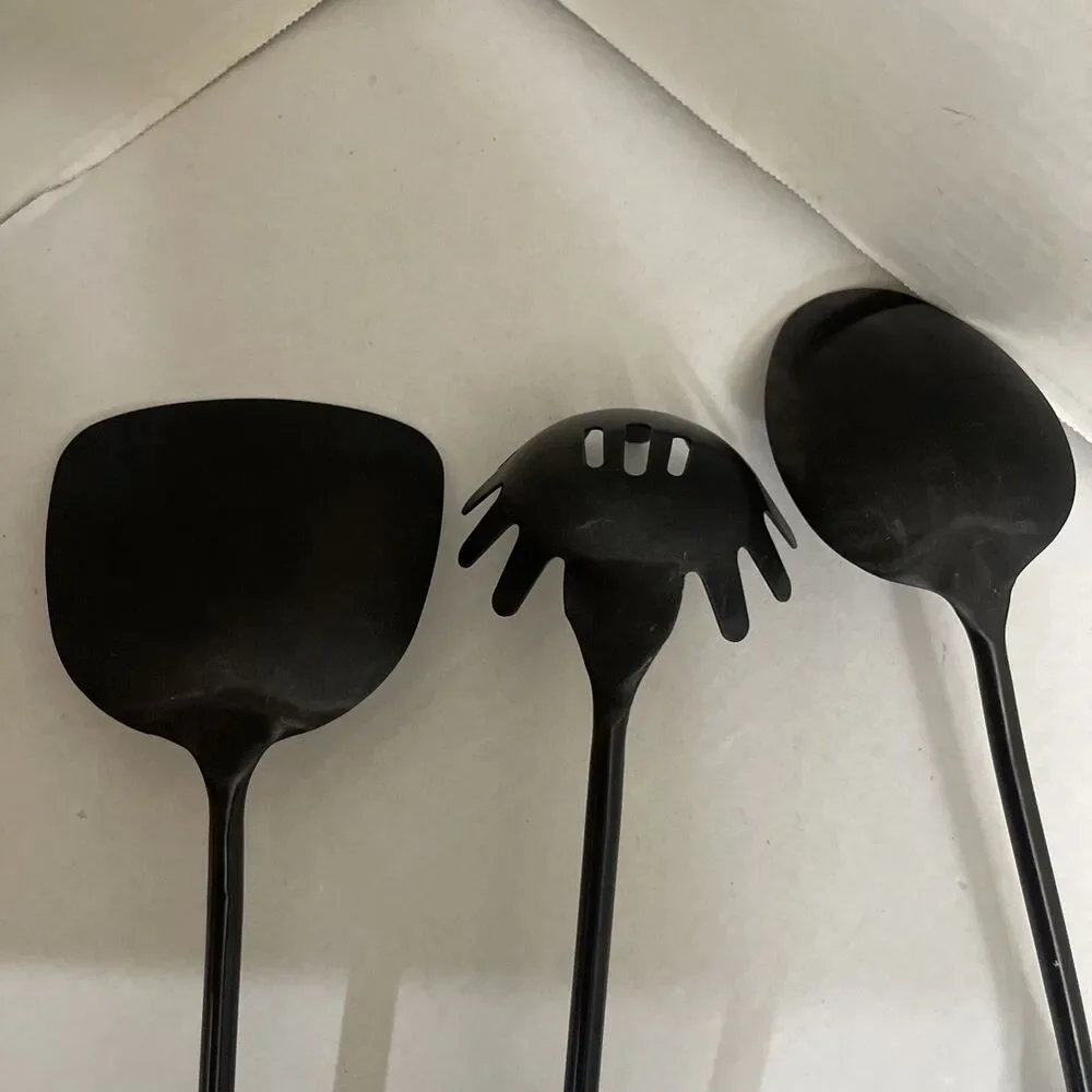 Black Metal Ideal Kitchen Utensil Set 15” Heavy Duty Pasta Claw Spoon Spatula